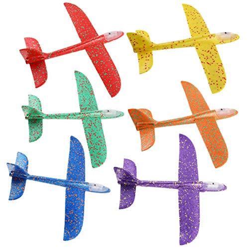 BESPORTBLE 6Pcs Juguetes de Avión de Espuma Lanzando Avión Planeador Volador Modelo Manual Avión Volador Regalo con Luz Led para Deportes Al Aire Libre Jardín Patio Jugando(Color Aleatorio)