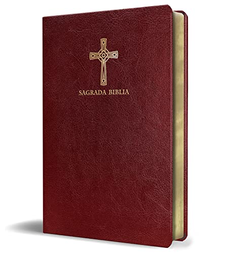 Biblia Católica en español. Símil piel vinotinto, tamaño compacto / Catholic Bible. Spanish-Language, Leathersoft, Wine, Compact