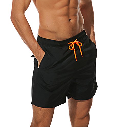 (Black, XXX-Large) - Men's Beach Shorts Quick Dry Waterproof Sports Shorts Bathing Suit Swim Trunks
