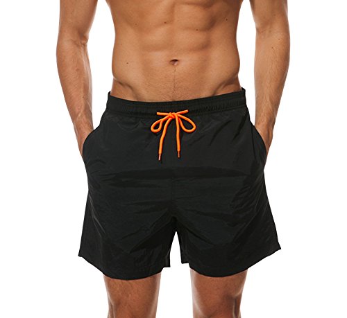 (Black, XXX-Large) - Men's Beach Shorts Quick Dry Waterproof Sports Shorts Bathing Suit Swim Trunks