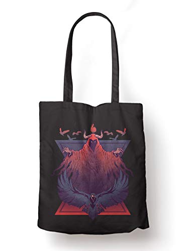 BLAK TEE Crow the Demon Lord Illustration Organic Cotton Reusable Shopping Bag Black