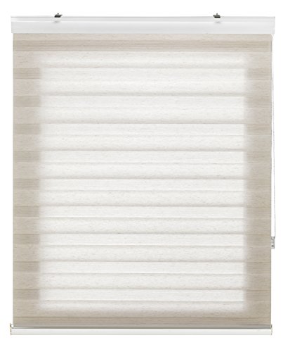Blindecor Vela - Estor enrollable de doble capa, Noche y Día, Beige (Lino Crema), 160 x 180 cm, ancho x largo