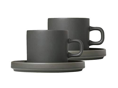 Blomus 63909 PILAR - Tazas de café, gres, 200 ml, color gris