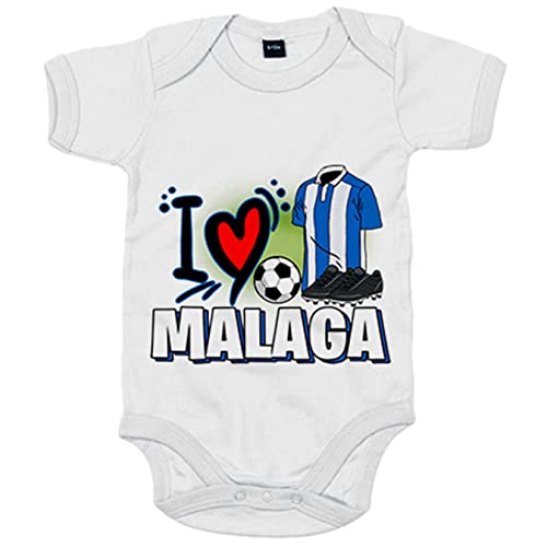 Body bebé para enamorado de su equipo de fútbol de Málaga - Blanco, Talla única 12 meses