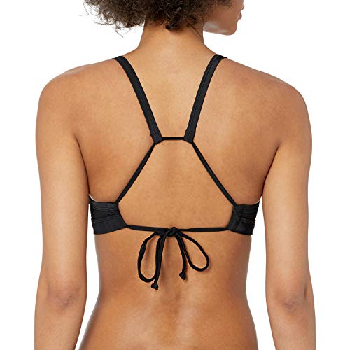 Body Glove Women's Drew D, Dd, E, F Cup Bikini Top Swimsuit with Adjustable Tie Back, Black Ibiza Rib