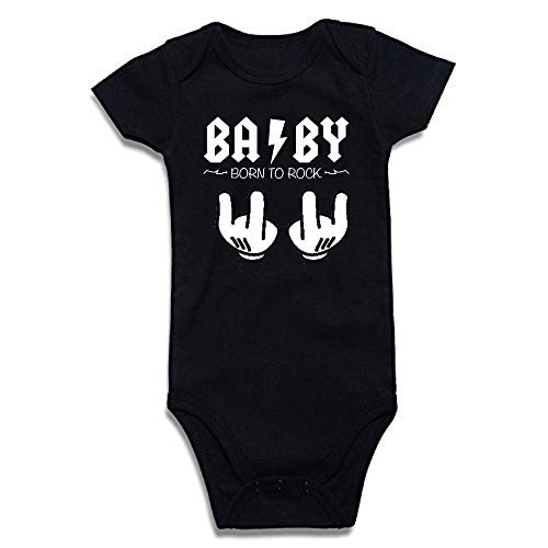 Body negro bebé algodón Baby Born to rock manga corta (3-6 meses)
