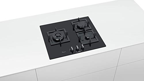 Bosch PPC6A6B20 - Placa de Gas, Serie 6, Cristal Templado, 60cm, Negro, 1000W