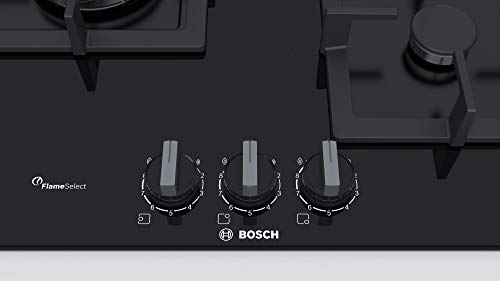 Bosch PPC6A6B20 - Placa de Gas, Serie 6, Cristal Templado, 60cm, Negro, 1000W
