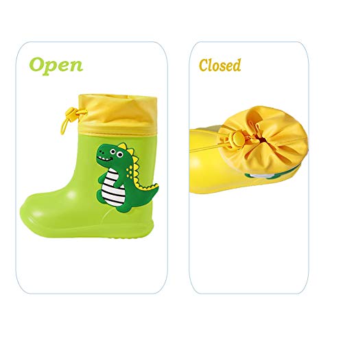 Botas de Agua Unisex Niños Niñas Luces Wellington Botas de Lluvia Impermeable y Antideslizante Rain boots 106 verde EU 24/25 (Tamaño de la etiqueta 160)