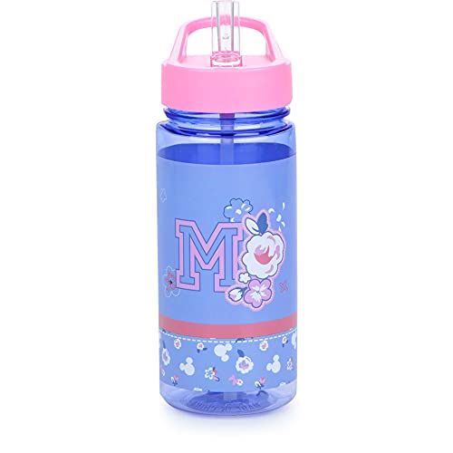 Botella Aero de Disney Minnie Mouse, plástico seguro, sin BPA, con pajita integrada, 500 ml, perfecta para la escuela, guardería, ocio para niñas