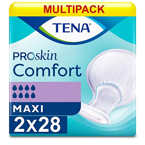 Bragas Compresas para incontinencia Case Saver 2 x TENA Comfort Maxi tacto agrietada grandes rilievi contorno (2400ml) – Paquete de 28