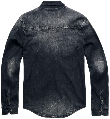 Brandit Riley Denimshirt Camisa, Schwarz (Black 2), X-Large para Hombre