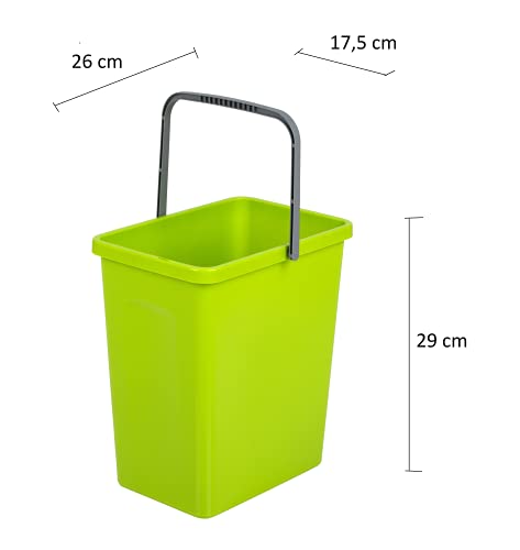 BranQ - Home essential Juego Universal de 3 cestas de Reciclaje con asa práctica Hecha de Material BPA, Color Amarillo, Verde y Azul, Plástico Papel, 17,5x26x29 cm (LxBxH)