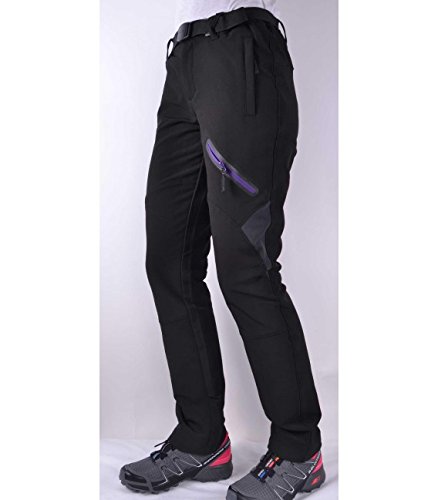 Breezy Coromell Pantalones, Mujer, Negro y Morado, Extra-Large