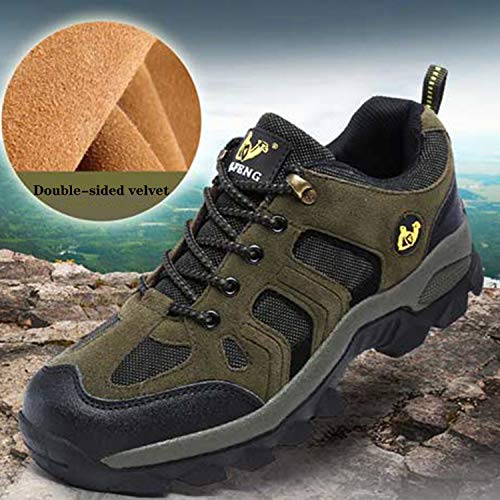 Brfash Zapatos de Senderismo para Hombre Zapatos de Montaña Impermeables Antideslizantes Escalada Zapatos de High Cut Trekking AL Aire Libre Sneakers,Azul grisáceo,EU43