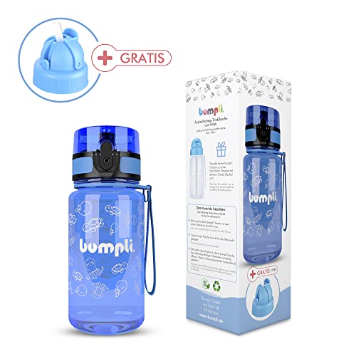 bumpli ® Botella Agua niños - 350ml - Botellas de Agua para niños - a Prueba de Fugas y sin BPA