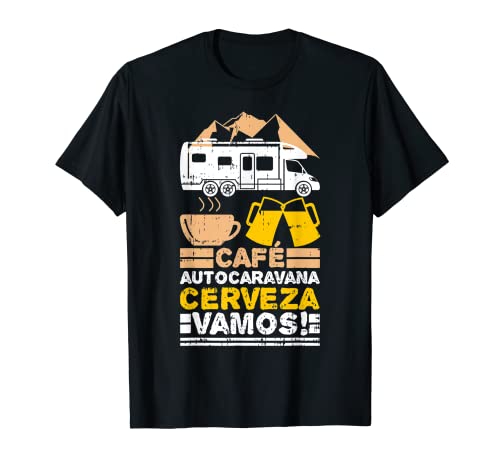 Cafe Autocaravana Cerveza Camping Viaje Hombre Mujer Regalo Camiseta