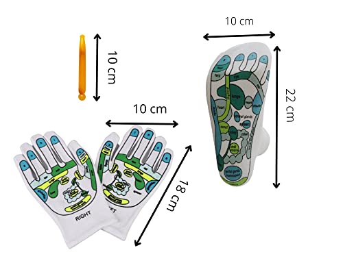 Calcetines y guantes de refleflexología acupresión con la ayuda del Batón, Fantasía, patrones de zonas del cuerpo, masaje de manos y pies