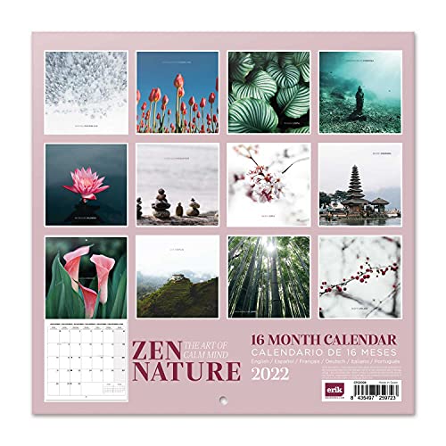 Calendario Zen Nature 2022 - Calendario 2022 pared - Calendario pared │ Calendario 2022 - Calendario mensual - Producto con licencia oficial
