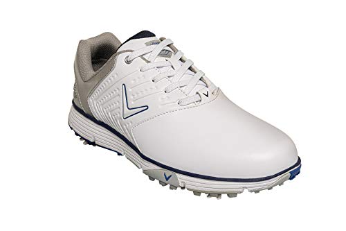 Callaway Chev Mulligan S 2019 Zapato de golf impermeable Hombre, Blanco/Azul Marino, 44 EU