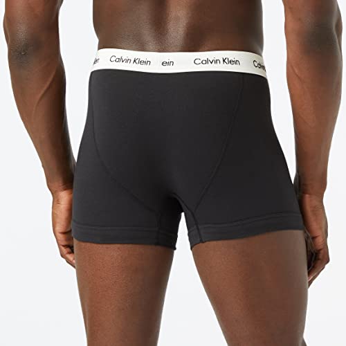 Calvin Klein 3 Pack Trunks-Cotton Stretch Bóxers, Rain Dance/Black/Ivory, M (Pack de 3) para Hombre