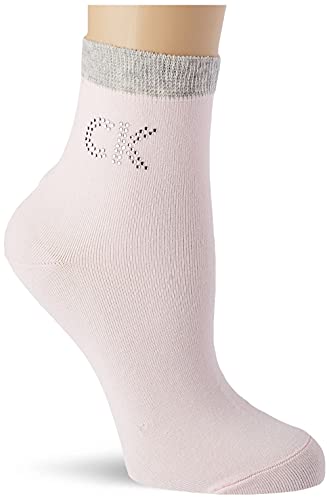 Calvin Klein Crystal Logo Women's Short Socks 1 Pack Calcetines Corto, Rosa, Talla única para Mujer