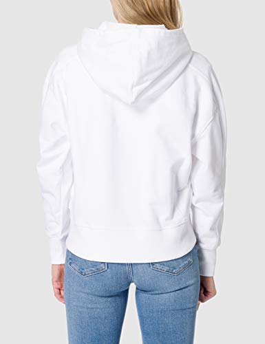 Calvin Klein Jeans Sudadera con Capucha de Micro Marca Suéter, Bright White, S para Mujer