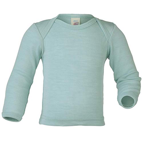 Camiseta interior para bebé de manga larga, 70% lana (kbT) 30% seda, ángel natural azul glaciar 98 cm-104 cm