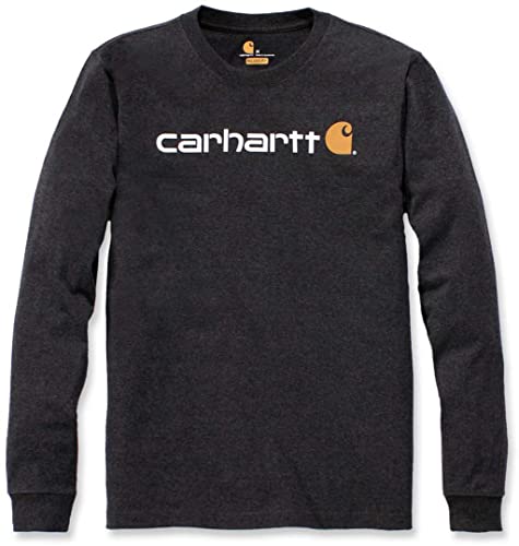 Carhartt Long-Sleeve Workwear Signature Graphic T-Shirt-Core Logo Camiseta, Carbon Heather, L para Hombre