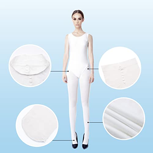Carnavalife 2 Pares Medias Opacas para Mujer en Color Liso, Leggings Pantalones Elástico de Microfibra, Pantimedias de Soporte para Otoño y Invierno (Blanco)