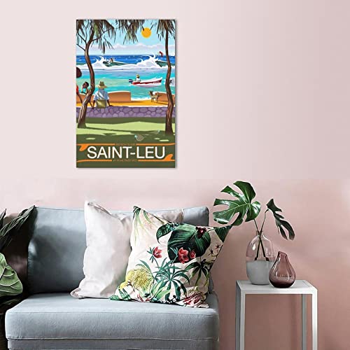 Carteles vintage de viaje de la isla de la Reunión de la isla de la Reunión, impresión de arte en lienzo póster de oficina, familia, dormitorio, pared,