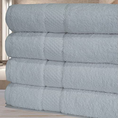 Casabella - Juego de 4 toallas de baño grandes de algodón egipcio peinado, tamaño grande., 100% algodón, Blanco, 4 Bath Sheet