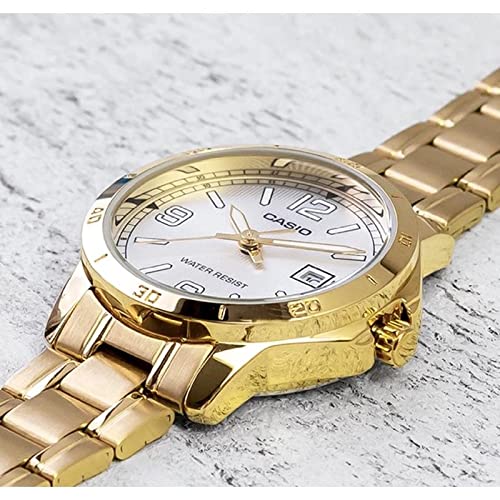 Casio LTP-V004G-7B2 Women's Gold Tone Stainless Steel Silver Dial Date Dress Watch