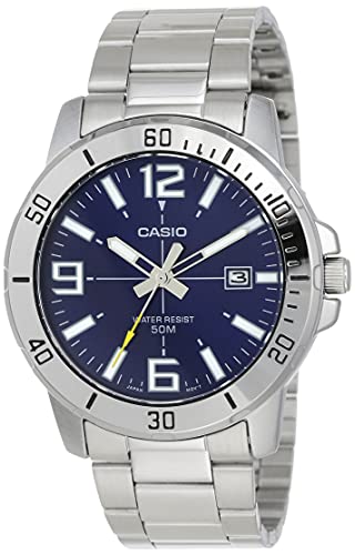 Casio MTP-VD01D-2BV Men's Enticer Stainless Steel Blue Dial Casual Analog Sporty Watch
