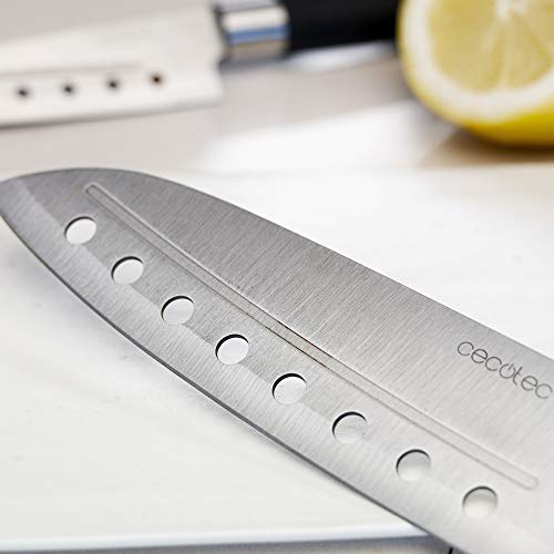 Cecotec Set de cuchillos Santoku. Filo de grosor de 2mm, Cuchillo de trinchar, cuchillo Chef, cuchillo multiusos, cuchillo picador, Presentación en Estuche