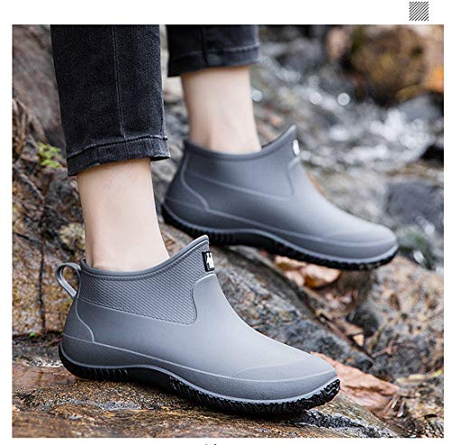 CELANDA Zapatos de Agua de Goma para Mujer Zapatos de Jardinería Impermeables Botas de Agua de Nieve Resbalón Botas de Lluvia de Neopreno para Hombres Gris negra Suela 40 EU