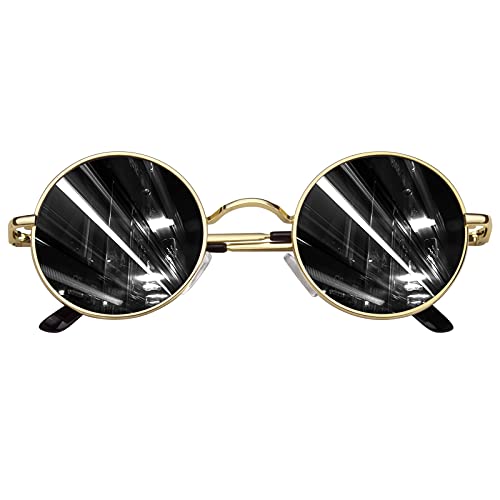 CGID E01 Estilo Vintage Retro Lennon inspirado círculo metálico redondo gafas de sol polarizadas para hombres y mujeres