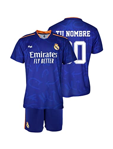 Champion's City Personaliza tu Camiseta - Pack Réplica Oficial Camiseta y pantalón de la 2ª equipación del Real Madrid 21/22 - Niño. (10 Años)