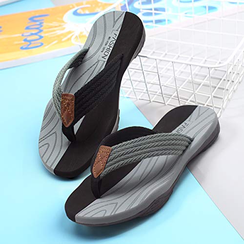 ChayChax Chanclas Hombre Deportivas Sandalias de Playa y Piscina Suave Zapatillas Antideslizante Verano Flip Flops,Negro Gris,44 EU