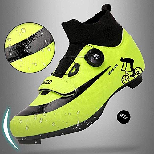 CHUIKUAJ Zapatillas de Ciclismo MTB para Hombre,Zapatos de Ciclismo de Montaña con Candados,Calzado Deportivo de Invierno para Hombre y Mujer/Suelas-Nailon,Black+White-EU44