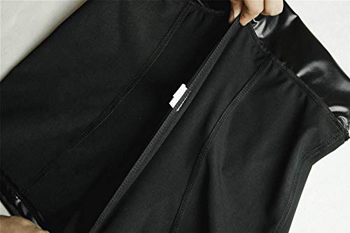 Cintura Alta Mujer Pantalones Cortos Cuero de imitación Sexy Push up Fashion Shorts Negro
