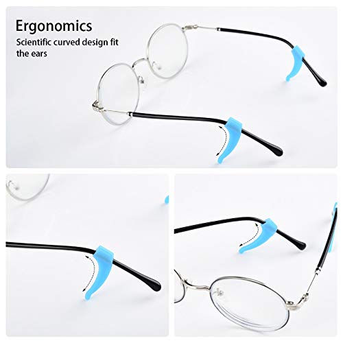 Cizen 12 Pairs Ganchos Gafas - Antideslizante Sujeta Gafas Silicona, 15 * 40mm/ 0,59 * 1,57inch