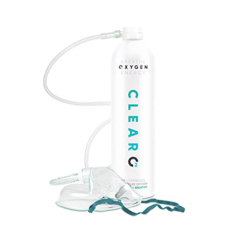 ClearO2 - Lata de oxígeno para respiración con máscara y tubo (15 L)
