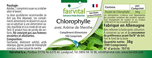 Clorofila con Aroma de Menta - VEGANA - 100 Comprimidos masticables - Suministro para 3 Meses - Calidad Alemana