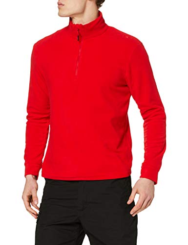 CMP Camiseta de forro polar multifunción para joven, hombre, Fleeceshirt Funktions Rolli, rojo, S