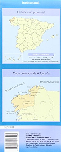 CNIG - Mapa provincial de A Coruña, escala 1:200.000, dimensiones 90 x 100 cm