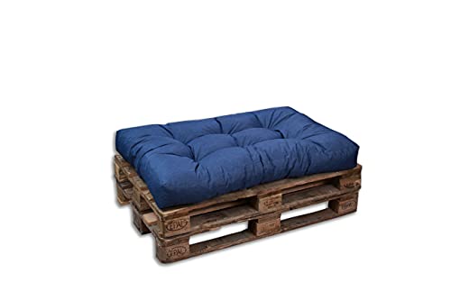 Cojines / colchón de Paleta, sofá, sillón, Asiento para Paleta de Euros, Asiento y Respaldo (Azul, 1 Respaldo de 120 x 40 cm y 1 Asiento de 120 x 80 cm)