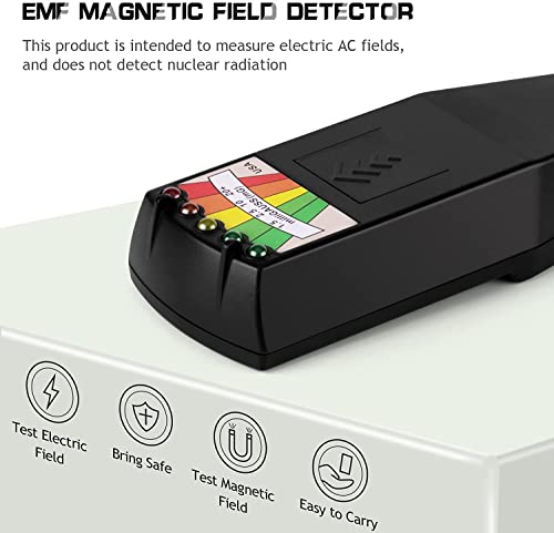 color tree Mano LED EMF Detector de caza de fantasmas de campo magnético Comprobador electromagnético de equipos paranormales 50 Hz-20000 Hz Negro