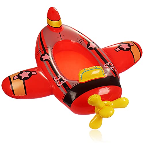 com-four® Figura de natación con diseño de avión - Bote de Goma Inflable para niños - colchón de Aire para divertirse en el baño - Figura de baño para la Playa y la Piscina (Avion Rojo)