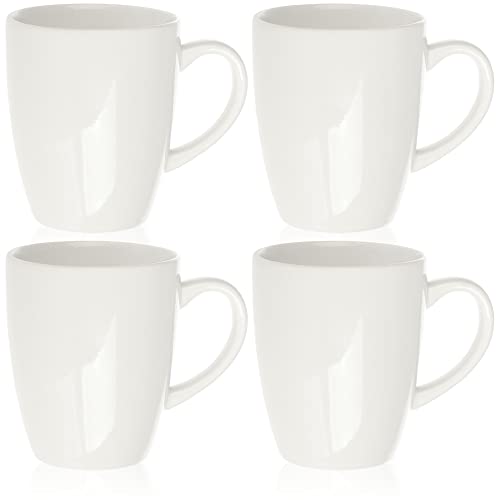 COM-FOUR® tazas 4x, tazas de café de cerámica, juego de tazas para café, capuchino y moka, taza de té con 200 ml (04 piezas - blanco - 200ml)